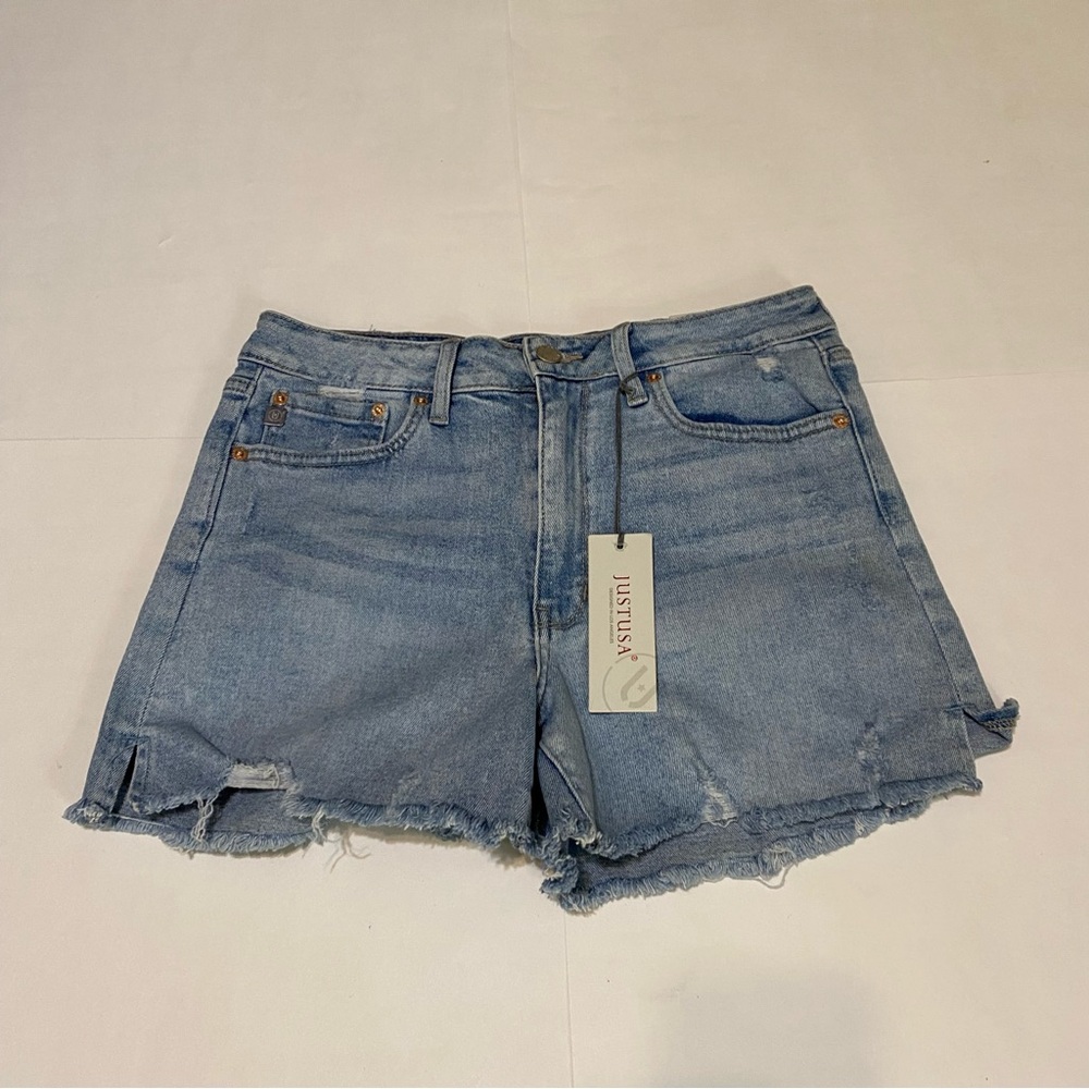 Just USA Blue Jean Shorts Distressed Frayed Hem